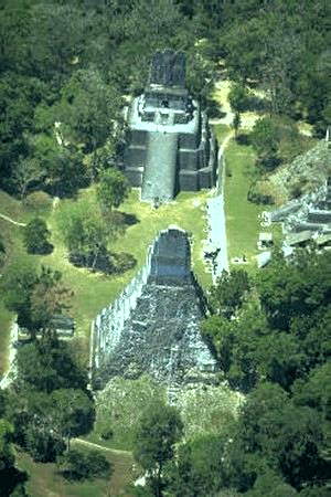 Aerial photo of Maya pyramids