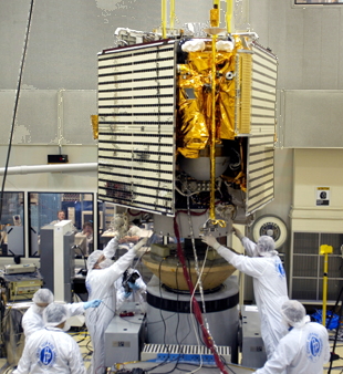 photo of satellite 
   during test.