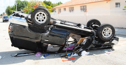photo of car after a rollover accident