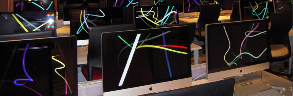 photo of iMacs in cruise ship computer lab