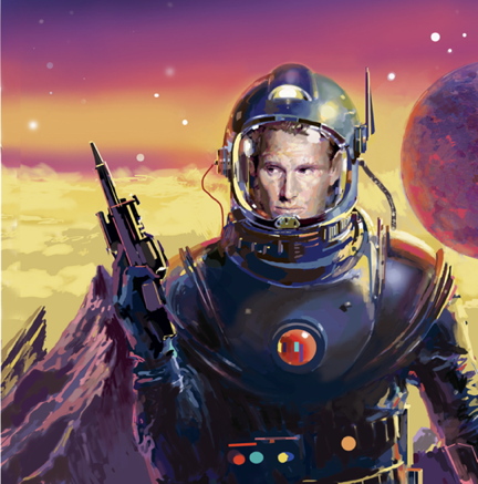 painting of man in space suit