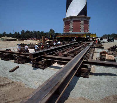 photo of support structure for lighthouse move